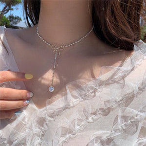 2020 Kpop Double layer Chain Gold fashion Choker cute romantic women pearl pendant necklace girl jewelry Collar