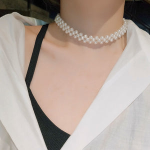 2020 Kpop Double layer Chain Gold fashion Choker cute romantic women pearl pendant necklace girl jewelry Collar