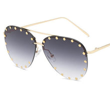 Load image into Gallery viewer, 2023  Brand Oval Women Sunglasses Crystal Rivet Designer Ladies  Frameless Sun Glasses Classic Designer Shade UV400