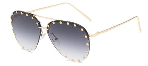 2023  Brand Oval Women Sunglasses Crystal Rivet Designer Ladies  Frameless Sun Glasses Classic Designer Shade UV400