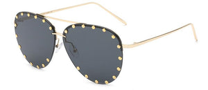 2023  Brand Oval Women Sunglasses Crystal Rivet Designer Ladies  Frameless Sun Glasses Classic Designer Shade UV400