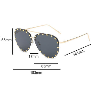 2023  Brand Oval Women Sunglasses Crystal Rivet Designer Ladies  Frameless Sun Glasses Classic Designer Shade UV400