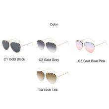 Load image into Gallery viewer, 2023  Brand Oval Women Sunglasses Crystal Rivet Designer Ladies  Frameless Sun Glasses Classic Designer Shade UV400