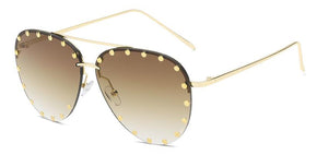 2023  Brand Oval Women Sunglasses Crystal Rivet Designer Ladies  Frameless Sun Glasses Classic Designer Shade UV400