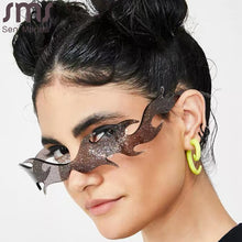 Load image into Gallery viewer, 2023  Fire Flame Sunglasses Women Rimless Wave Sun Glasses Men One Piece Shades Vintage Women Shiny Eyewear UV400