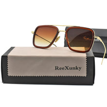 Load image into Gallery viewer, 2022 Luxury Steampunk Square Sunglasses Men Tony Stark Iron Man Sun Glasses Vintage Metal Frame Shades Eyeglasses UV400