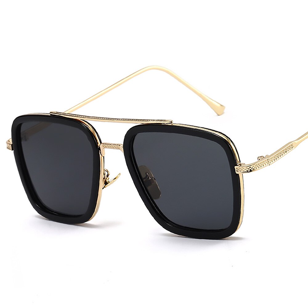 2022 Luxury Steampunk Square Sunglasses Men Tony Stark Iron Man Sun Glasses Vintage Metal Frame Shades Eyeglasses UV400