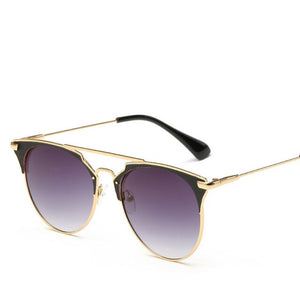 2023 Mirror Rose Gold cat eye Sunglasses Women Round  Brand Female Sun Glasses Women rave retro Star Style Shades
