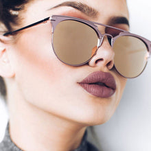 Load image into Gallery viewer, 2023 Mirror Rose Gold cat eye Sunglasses Women Round  Brand Female Sun Glasses Women rave retro Star Style Shades