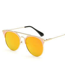 Load image into Gallery viewer, 2023 Mirror Rose Gold cat eye Sunglasses Women Round  Brand Female Sun Glasses Women rave retro Star Style Shades