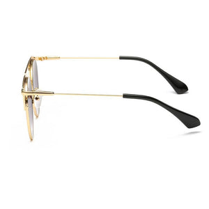 2023 Mirror Rose Gold cat eye Sunglasses Women Round  Brand Female Sun Glasses Women rave retro Star Style Shades