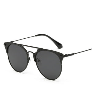 2023 Mirror Rose Gold cat eye Sunglasses Women Round  Brand Female Sun Glasses Women rave retro Star Style Shades