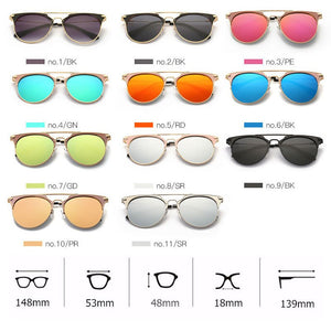2023 Mirror Rose Gold cat eye Sunglasses Women Round  Brand Female Sun Glasses Women rave retro Star Style Shades