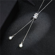 Load image into Gallery viewer, 2020 NEW High Quality Fashion Metal Long Tassel Rhinestone Crystal Pearl Long Chain Necklace Sweater Patry Necklace Jewelry