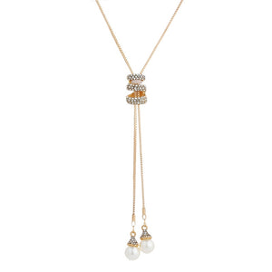 2020 NEW High Quality Fashion Metal Long Tassel Rhinestone Crystal Pearl Long Chain Necklace Sweater Patry Necklace Jewelry