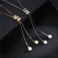 Load image into Gallery viewer, 2020 NEW High Quality Fashion Metal Long Tassel Rhinestone Crystal Pearl Long Chain Necklace Sweater Patry Necklace Jewelry