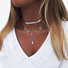 Carica l&#39;immagine nel visualizzatore di Gallery, 2020 NEW Lotus Necklaces Multi Layer Girl Silver Color bar Bohemia Alloy Necklace Multilayer Chain Women Collares Collier femme