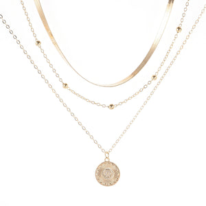 2020 NEW Lotus Necklaces Multi Layer Girl Silver Color bar Bohemia Alloy Necklace Multilayer Chain Women Collares Collier femme