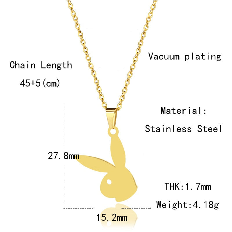 2020 New Arrivals Kpop Cute Long Ear Rabbit Bunny Pendant Necklaces playboy- Necklace Party gift Hippop Minimalist Jewelry