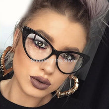 Carica l&#39;immagine nel visualizzatore di Gallery, New Cat Eye Glasses Frame Women Brand Designer Cateye Optical Eyeglasses Ladies Fashion Retro Clear Glasses
