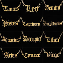 Carica l&#39;immagine nel visualizzatore di Gallery, 2020 New Constellation Zodiac Necklaces Jewelry for Women Antique Style Designed Letter Taurus Aries Necklaces Collier