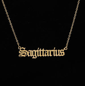 2020 New Constellation Zodiac Necklaces Jewelry for Women Antique Style Designed Letter Taurus Aries Necklaces Collier