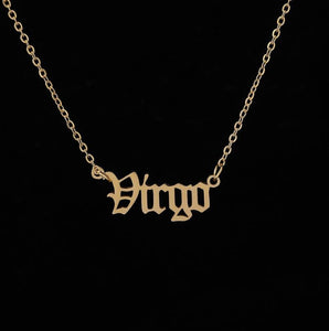 2020 New Constellation Zodiac Necklaces Jewelry for Women Antique Style Designed Letter Taurus Aries Necklaces Collier
