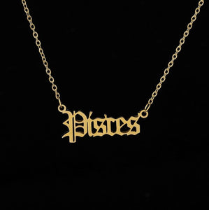 2020 New Constellation Zodiac Necklaces Jewelry for Women Antique Style Designed Letter Taurus Aries Necklaces Collier