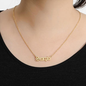 2020 New Constellation Zodiac Necklaces Jewelry for Women Antique Style Designed Letter Taurus Aries Necklaces Collier