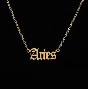 2020 New Constellation Zodiac Necklaces Jewelry for Women Antique Style Designed Letter Taurus Aries Necklaces Collier