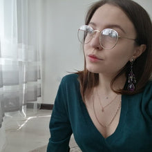 Carica l&#39;immagine nel visualizzatore di Gallery, Occhiali da donna Montature da vista Montatura per occhiali rotondi in metallo Lenti trasparenti Occhiali Nero Argento Oro Vetro per occhi 