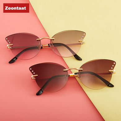 2023 European and American Trendy Glasses, Frameless Trimmed Sunglasses, Metal Ladies Sunglasses 6625