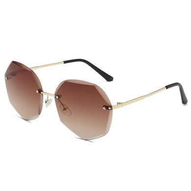 2023 Brand Design Vintage Rimless Pilot Sunglasses Women Men Retro Cutting Lens Gradient Sun Glasses Female UV400