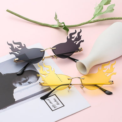 2023 Flame Shaped Sunglasses Photo Prop Decorative Party Eyeglasses Funny Party Glasses (Yellow Lens)
