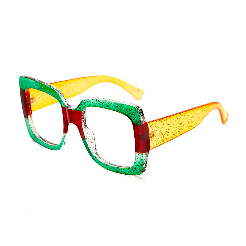 2023 Ladies Anti-Blue Light Glasses Retro Square Three-Color Big Frame Men's Flat Glasses Frame Myopia Glasses Hot