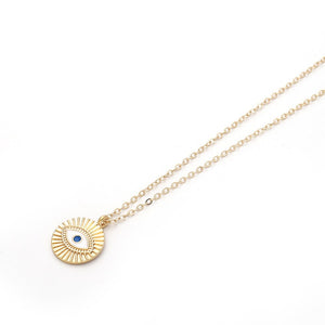 2020 New Fashion Ladies Chic Gold Chain Colorful Rhinestone Filled Evil Eye Coin Necklaces For Women Bohemian Gold Necklaces