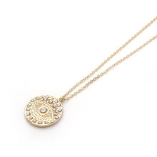 Load image into Gallery viewer, 2020 New Fashion Ladies Chic Gold Chain Colorful Rhinestone Filled Evil Eye Coin Necklaces For Women Bohemian Gold Necklaces