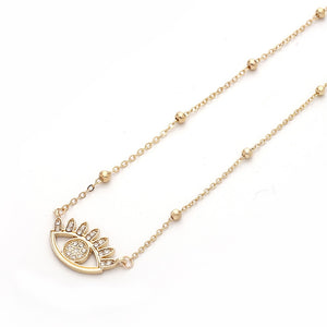 2020 New Fashion Ladies Chic Gold Chain Colorful Rhinestone Filled Evil Eye Coin Necklaces For Women Bohemian Gold Necklaces
