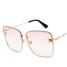 Carica l&#39;immagine nel visualizzatore di Gallery, 2023 Lady Oversize Rimless Square Bee Sunglasses Women Men Small Bee Glasses Gradient Sun Glasses Female UV400
