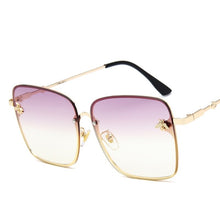 Carica l&#39;immagine nel visualizzatore di Gallery, 2023 Lady Oversize Rimless Square Bee Sunglasses Women Men Small Bee Glasses Gradient Sun Glasses Female UV400