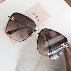 2023 Lady Oversize Rimless Square Bee Sunglasses Women Men Small Bee Glasses Gradient Sun Glasses Female UV400