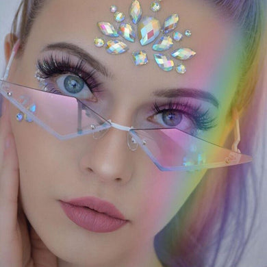 2023  Brand Designer Rimless Small Cat Eye Sunglasses Women Vintage Mirror Lens ins Sun Glasses For Female