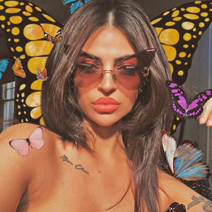 2023 Oversized Cat Eye Butterfly Sunglasses Women  Brand Designer Rimless Gradient Sun Glasses UV400 Eyeware