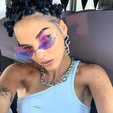 Load image into Gallery viewer, 2023 Rimless Cat Eye Sunglasses Women Vintage Cool Gradient Dragonfly Steampunk Sun Glasses For Female Unisex UV400