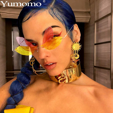 2023 Rimless Sunglasses Women Vintage butterfly Steampunk Sunglasses Men Frameless Gradient Clear Lens Glasses UV400