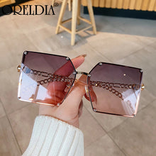 Load image into Gallery viewer, 2023 Super Large Gradient Sunglasses Ladies Retro Alloy Chain Frame Rivet Square Sunglasses Elegant Ladies Glasses