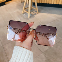 Load image into Gallery viewer, 2023 Super Large Gradient Sunglasses Ladies Retro Alloy Chain Frame Rivet Square Sunglasses Elegant Ladies Glasses