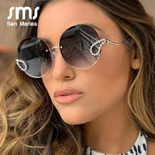 Carica l&#39;immagine nel visualizzatore di Gallery, 2023 Metal Diamond Sunglasses Women  Brand Round Rimless Frame Sun Glasses Female Eyeglasses UV400 Glasses