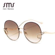 Carica l&#39;immagine nel visualizzatore di Gallery, 2023 Metal Diamond Sunglasses Women  Brand Round Rimless Frame Sun Glasses Female Eyeglasses UV400 Glasses