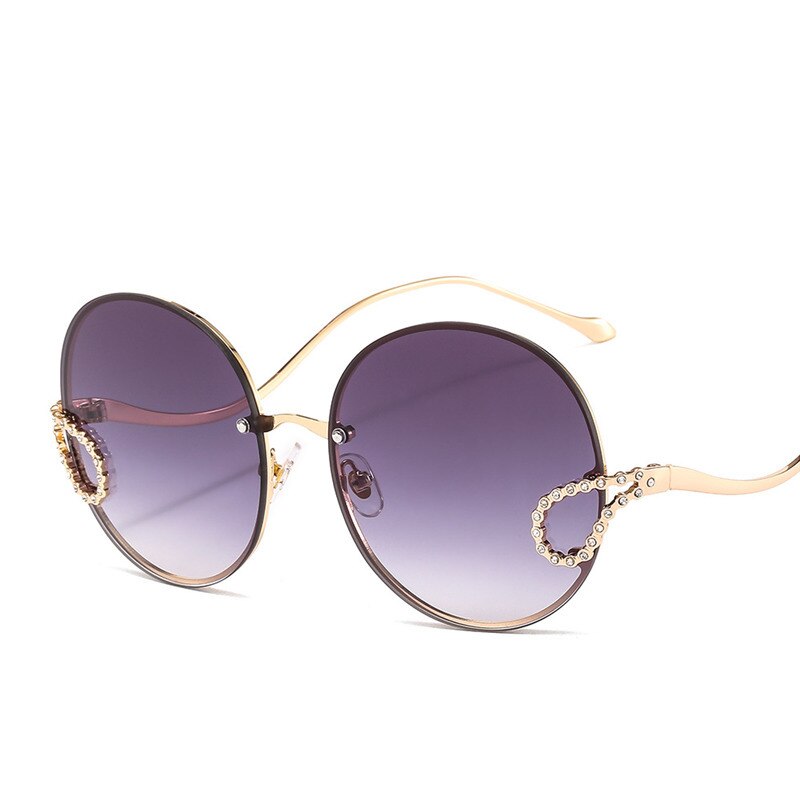 2023 Metal Diamond Sunglasses Women  Brand Round Rimless Frame Sun Glasses Female Eyeglasses UV400 Glasses